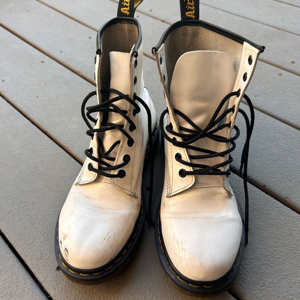 Dr. Martens White Leather Boots